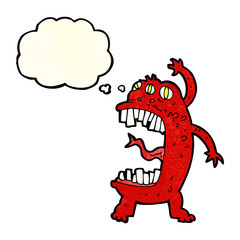 cartoon crazy monster with thought bubble