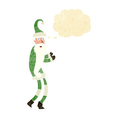 cartoon santa claus with thought bubble
