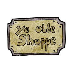 cartoon old fake shop sign