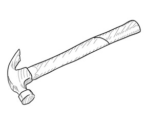 Hand-drawn hammer on white background. EPS8 vector 