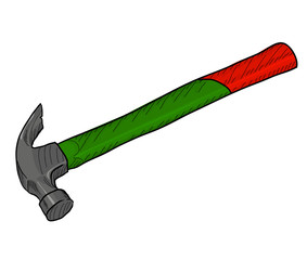 Hand-drawn hammer on white background. EPS8 vector 