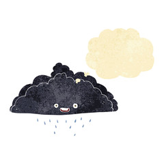cartoon rain cloud with thought bubble