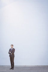 Young businessman in big city