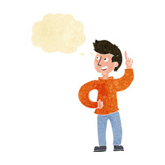 cartoon man with idea with thought bubble