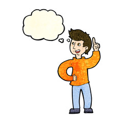 cartoon man with idea with thought bubble