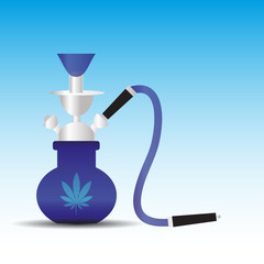 blue and silver water pipe with canabis symbol eps10