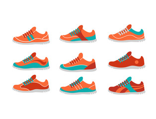 Vector running, sprort and gym shoes