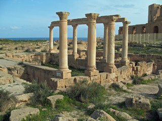 Libye, vestiges d'un temple dans cité antique de Sabartha