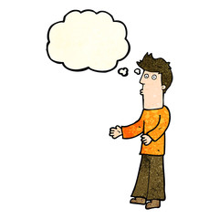 cartoon man explaining with thought bubble