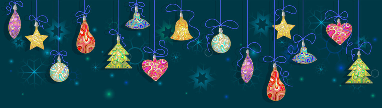 Background with colorful Christmas decorations