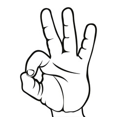 okay hand sign (ok hand symbol,emblem) outline vector