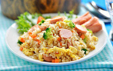 Macro Fried rice thai style