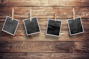 photo frames on wood