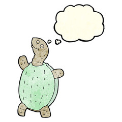 cartoon happy turtle with thought bubble
