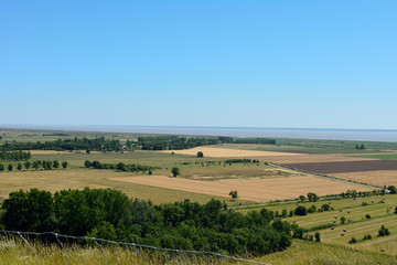 Fototapeta na wymiar View of the Girondes Estuary and surrounding farm land, Charente region, France