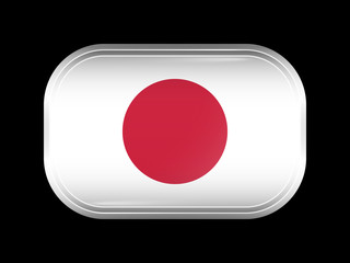 Flag of Japan. Rectangular Shape with Rounded Corners