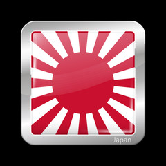 Flag of Japan. Metallic Icon Square Shape