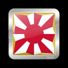 Flag of Japan. Metallic Icon Square Shape