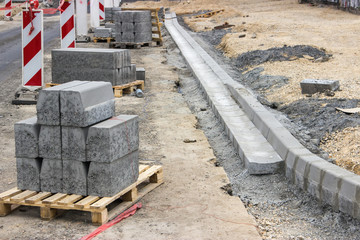 curb and gutter installation in progress