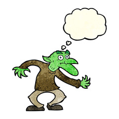 cartoon goblin with thought bubble