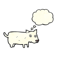 cartoon little dog with thought bubble