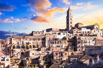 ancient Matera over sunset - Basilicata, Italy