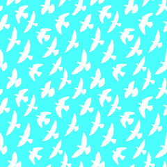 Seamless pattern of flying birds.