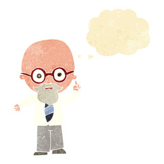 cartoon professor with thought bubble