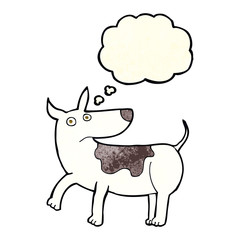 funny cartoon dog with thought bubble
