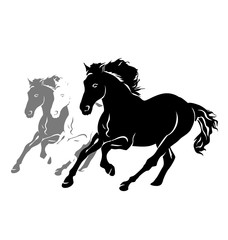 Vector silhouettes of three running horses