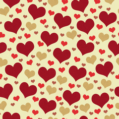 Red and Beige Hearts Tile Pattern Repeat Background