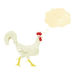 cartoon cockerel with thought bubble