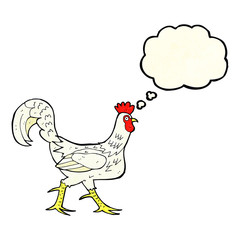 cartoon cockerel with thought bubble