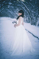 Fototapeta na wymiar Beautiful bride in winter