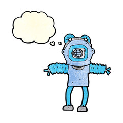 cartoon deep sea diver with thought bubble