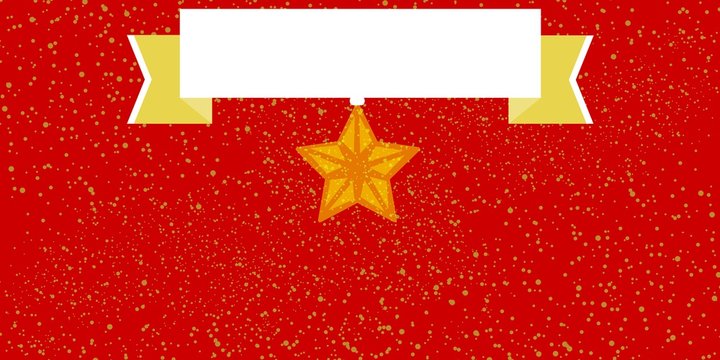 Illustrazione rossa nataliza  con stella gialla