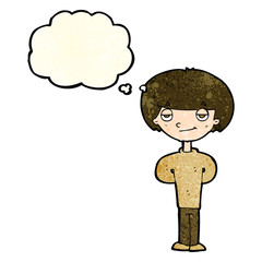 Obraz premium cartoon happy man with thought bubble