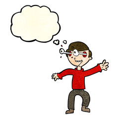 cartoon amazed boy with thought bubble