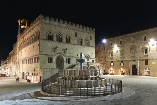 Perugia historical centre at night