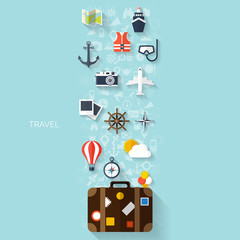 World travel concept background.  Flat icons. Tourism concept