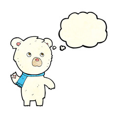 cartoon cute polar bear with thought bubble