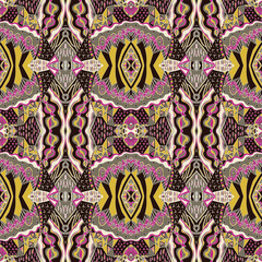 Traditional ornamental paisley bandanna. Hand drawn background with artistic pattern. Bright colors.