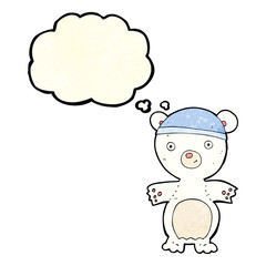 cartoon cute polar bear with thought bubble