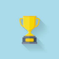 Flat web icon. Trophy, first place.