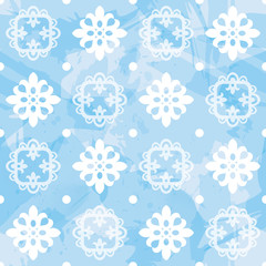 Vector Snowflake Seamless Pattern in Watercolor Background