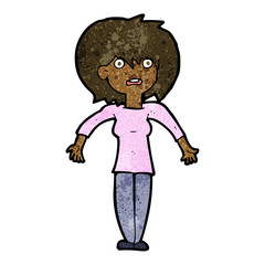 cartoon woman shrugging shoulders