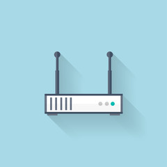 Flat web icon. Wireless router.