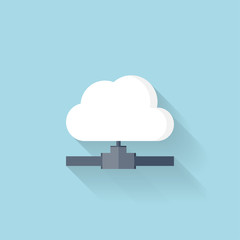 Flat web icon. Cloud computing net.