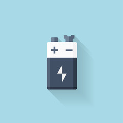 Flat web icon. Battery, accumulator.