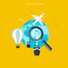 World travel concept background.  Flat icons. Tourism concept